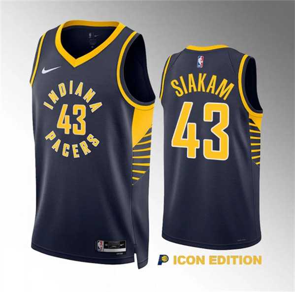 Men's Indiana Pacers #43 Pascal Siakam Navy Icon Edition Stitched Basketball Jersey Dzhi